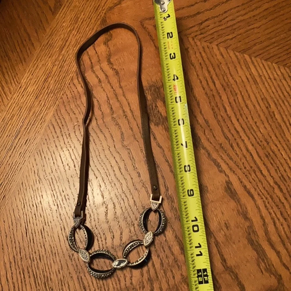 Leather & Mixed Metal Necklace - Picture 2 of 2